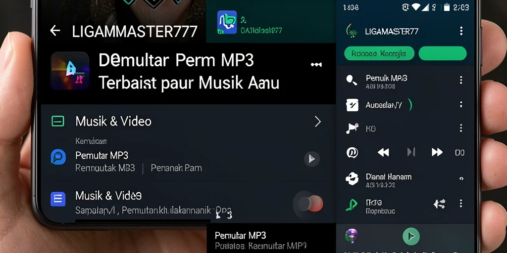 Screenshot LIGAMASTER77 menampilkan antarmuka Pemutar MP3 yang intuitif.