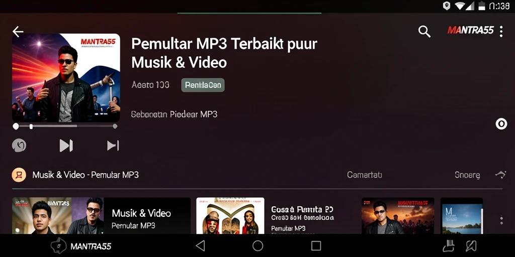 Tampilan antarmuka modern dan fungsional dari MANTRA55 Pemutar MP3.