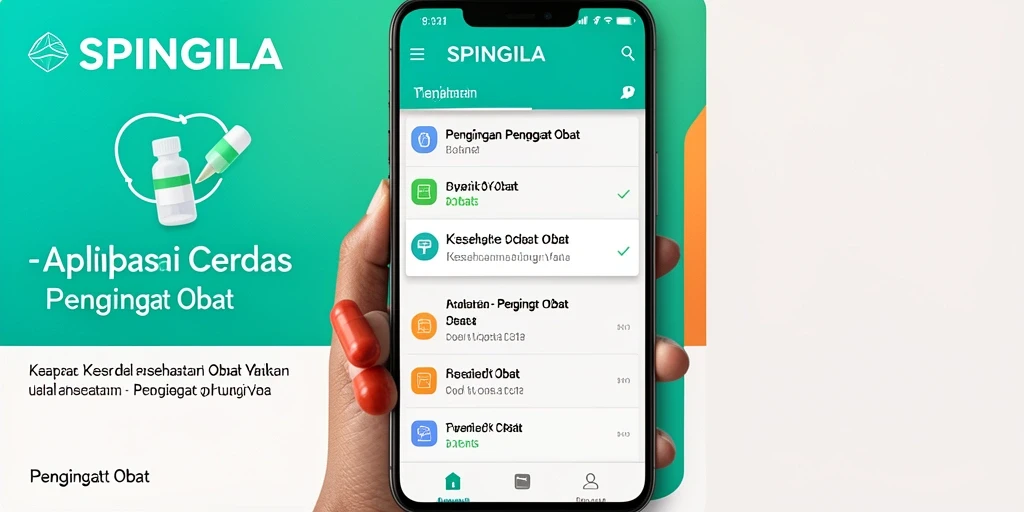 Antarmuka SPINGILA yang sederhana dan fungsional untuk pengingat obat.