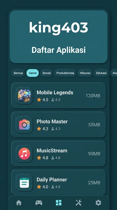 Tampilan katalog aplikasi king403
