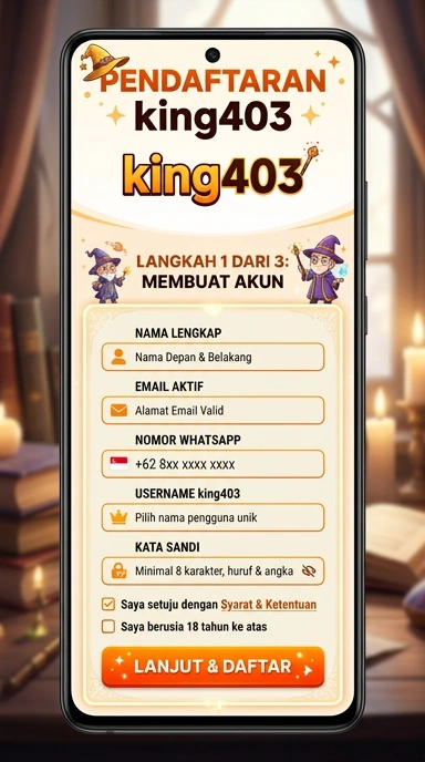 Tampilan halaman daftar king403